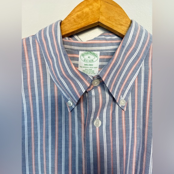 Brooks Brothers • Milano Pima Cotton Non Iron Striped Button Down Shirt Sz XL - Picture 3 of 9